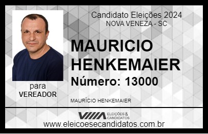 Candidato MAURICIO  HENKEMAIER 2024 - NOVA VENEZA - Eleições