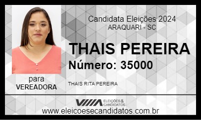 Candidato THAIS PEREIRA 2024 - ARAQUARI - Eleições