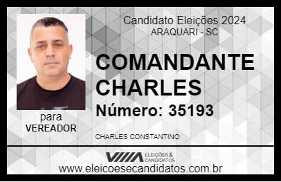 Candidato COMANDANTE CHARLES 2024 - ARAQUARI - Eleições