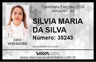 Candidato SILVIA MARIA DA SILVA 2024 - ARAQUARI - Eleições