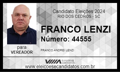 Candidato FRANCO LENZI 2024 - RIO DOS CEDROS - Eleições