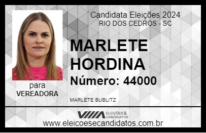 Candidato MARLETE HORDINA 2024 - RIO DOS CEDROS - Eleições