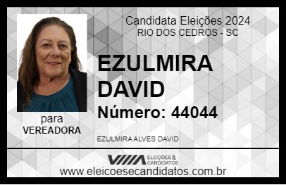 Candidato EZULMIRA DAVID 2024 - RIO DOS CEDROS - Eleições