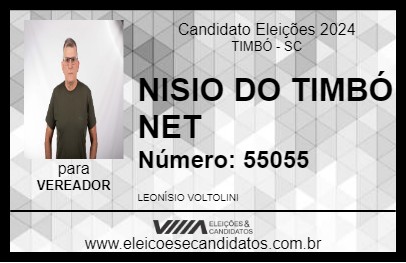 Candidato NISIO DO TIMBÓ NET 2024 - TIMBÓ - Eleições