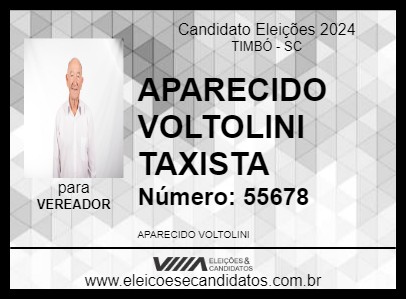 Candidato APARECIDO VOLTOLINI TAXISTA 2024 - TIMBÓ - Eleições