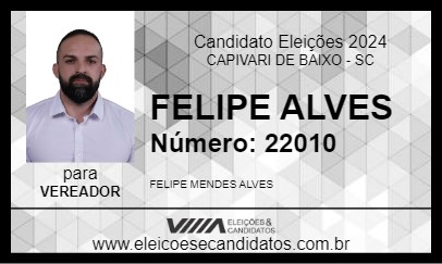 Candidato FELIPE ALVES 2024 - CAPIVARI DE BAIXO - Eleições