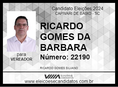 Candidato RICARDO GOMES  DA BARBARA 2024 - CAPIVARI DE BAIXO - Eleições