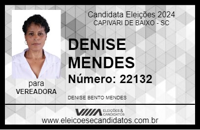 Candidato DENISE MENDES 2024 - CAPIVARI DE BAIXO - Eleições