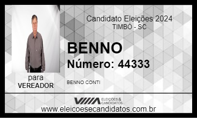 Candidato BENNO 2024 - TIMBÓ - Eleições