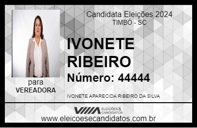 Candidato IVONETE RIBEIRO 2024 - TIMBÓ - Eleições