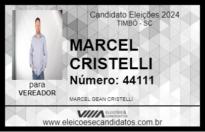 Candidato MARCEL CRISTELLI 2024 - TIMBÓ - Eleições