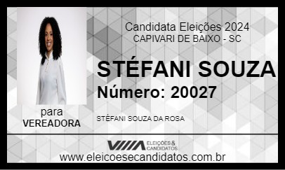 Candidato STÉFANI SOUZA 2024 - CAPIVARI DE BAIXO - Eleições