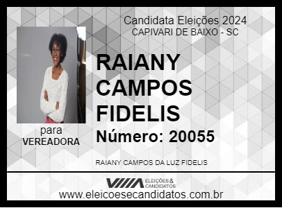 Candidato RAIANY CAMPOS 2024 - CAPIVARI DE BAIXO - Eleições