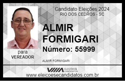 Candidato ALMIR FORMIGARI 2024 - RIO DOS CEDROS - Eleições