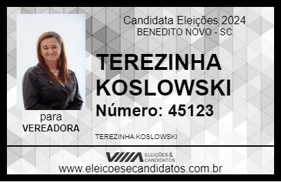 Candidato TEREZINHA KOSLOWSKI 2024 - BENEDITO NOVO - Eleições