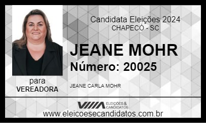 Candidato JEANE MOHR 2024 - CHAPECÓ - Eleições