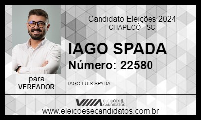 Candidato IAGO SPADA 2024 - CHAPECÓ - Eleições