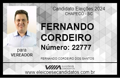 Candidato FERNANDO CORDEIRO 2024 - CHAPECÓ - Eleições