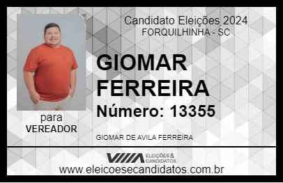 Candidato GIOMAR FERREIRA 2024 - FORQUILHINHA - Eleições