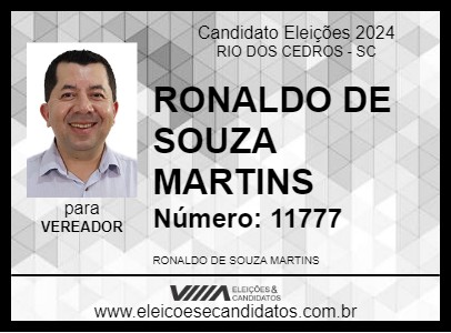 Candidato RONALDO DE SOUZA MARTINS 2024 - RIO DOS CEDROS - Eleições