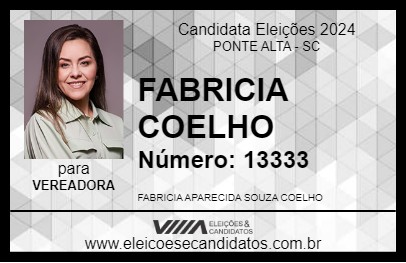 Candidato FABRICIA COELHO 2024 - PONTE ALTA - Eleições