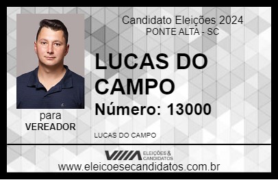 Candidato LUCAS DO CAMPO 2024 - PONTE ALTA - Eleições