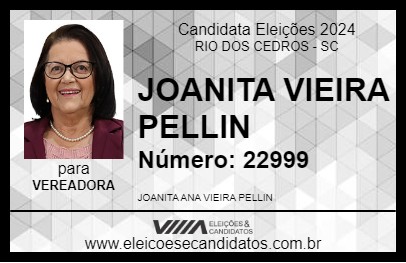 Candidato JOANITA VIEIRA PELLIN 2024 - RIO DOS CEDROS - Eleições