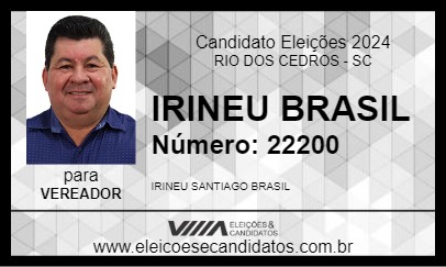 Candidato IRINEU BRASIL 2024 - RIO DOS CEDROS - Eleições