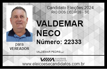 Candidato VALDEMAR  NECO 2024 - RIO DOS CEDROS - Eleições