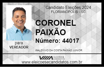 Candidato CORONEL PAIXÃO 2024 - FLORIANÓPOLIS - Eleições