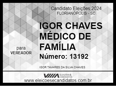 Candidato IGOR CHAVES MÉDICO DE FAMÍLIA 2024 - FLORIANÓPOLIS - Eleições