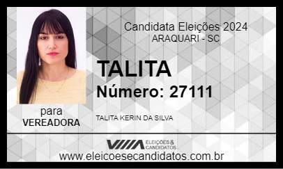 Candidato TALITA 2024 - ARAQUARI - Eleições