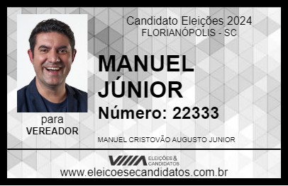 Candidato MANUEL JÚNIOR 2024 - FLORIANÓPOLIS - Eleições