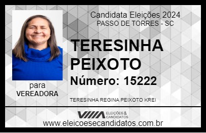 Candidato TERESINHA PEIXOTO 2024 - PASSO DE TORRES - Eleições