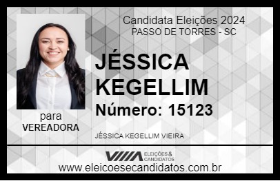 Candidato JÉSSICA KEGELLIM 2024 - PASSO DE TORRES - Eleições