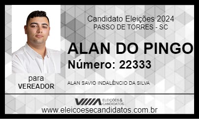 Candidato ALAN DO PINGO 2024 - PASSO DE TORRES - Eleições