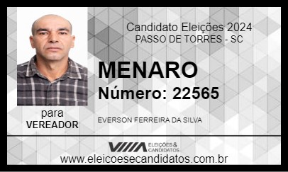 Candidato MENARO 2024 - PASSO DE TORRES - Eleições