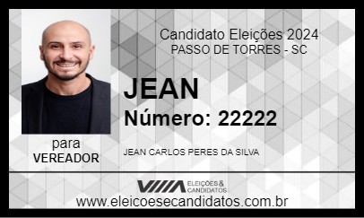 Candidato JEAN 2024 - PASSO DE TORRES - Eleições