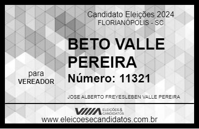 Candidato BETO VALLE PEREIRA 2024 - FLORIANÓPOLIS - Eleições