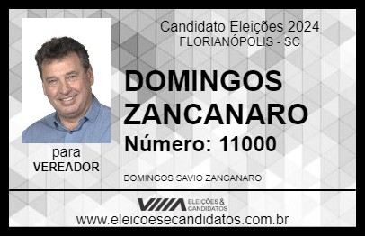 Candidato DOMINGOS ZANCANARO 2024 - FLORIANÓPOLIS - Eleições