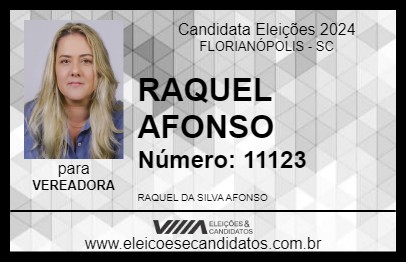 Candidato RAQUEL AFONSO 2024 - FLORIANÓPOLIS - Eleições