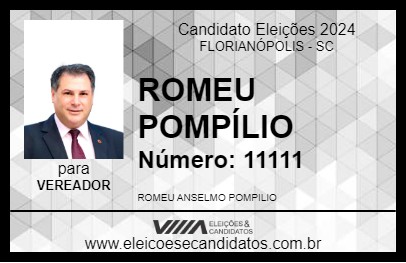 Candidato ROMEU POMPÍLIO 2024 - FLORIANÓPOLIS - Eleições