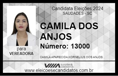 Candidato CAMILA DOS ANJOS 2024 - SAUDADES - Eleições