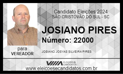 Candidato JOSIANO PIRES 2024 - SÃO CRISTÓVÃO DO SUL - Eleições