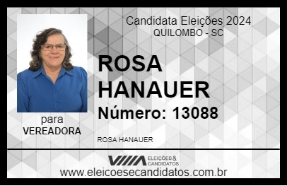 Candidato ROSA HANAUER 2024 - QUILOMBO - Eleições