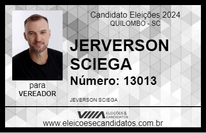 Candidato JERVERSON SCIEGA 2024 - QUILOMBO - Eleições