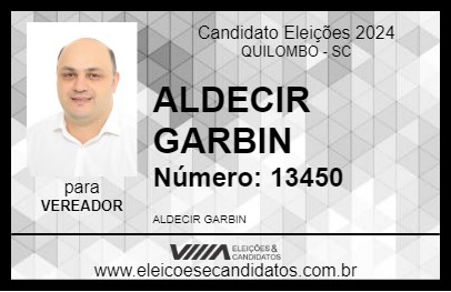 Candidato ALDECIR GARBIN 2024 - QUILOMBO - Eleições