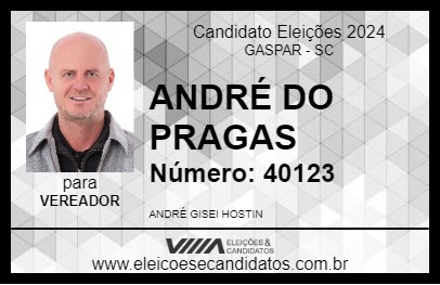 Candidato ANDRÉ DO PRAGAS 2024 - GASPAR - Eleições