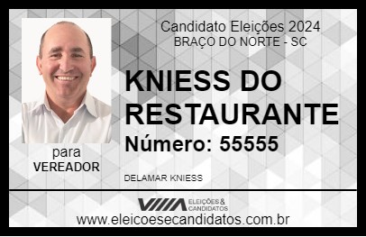 Candidato KNIESS DO RESTAURANTE 2024 - BRAÇO DO NORTE - Eleições