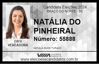 Candidato NATÁLIA DO PINHEIRAL 2024 - BRAÇO DO NORTE - Eleições